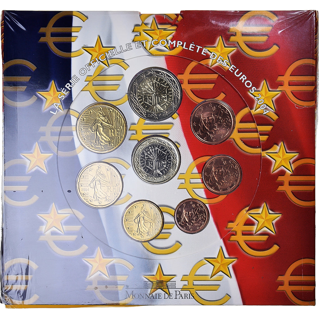 Francia, Monnaie de Paris, 1 Cent to 2 Euro, euro set, 2004, BU, FDC, Sin