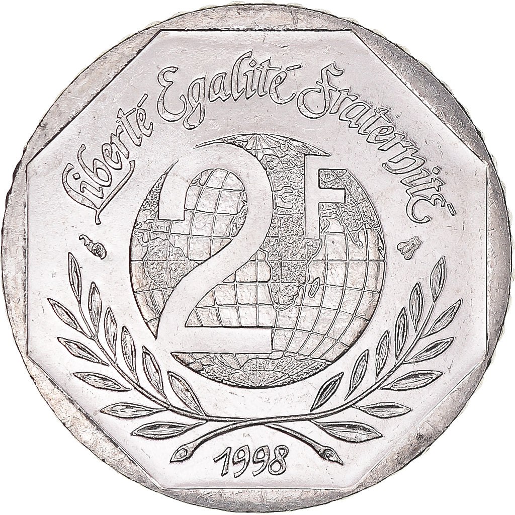 Moneda, Francia, René Cassin, 2 Francs, 1998, SC+, Níquel, KM:1213