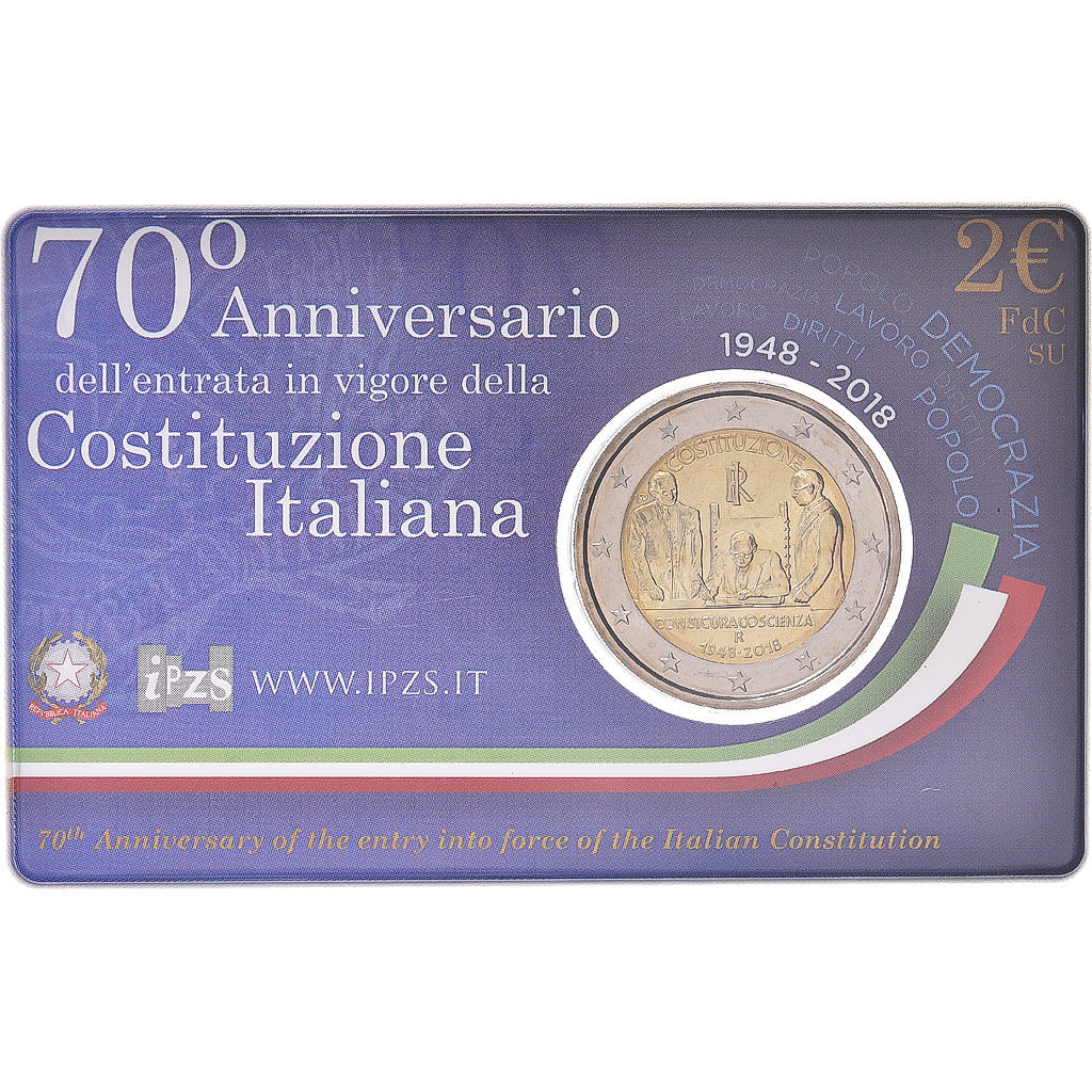 Italie, 2 Euro, 2018, Rome, 70E ANNIVERSAIRE DE LA CONSTITUTION ITALIENNE.BU