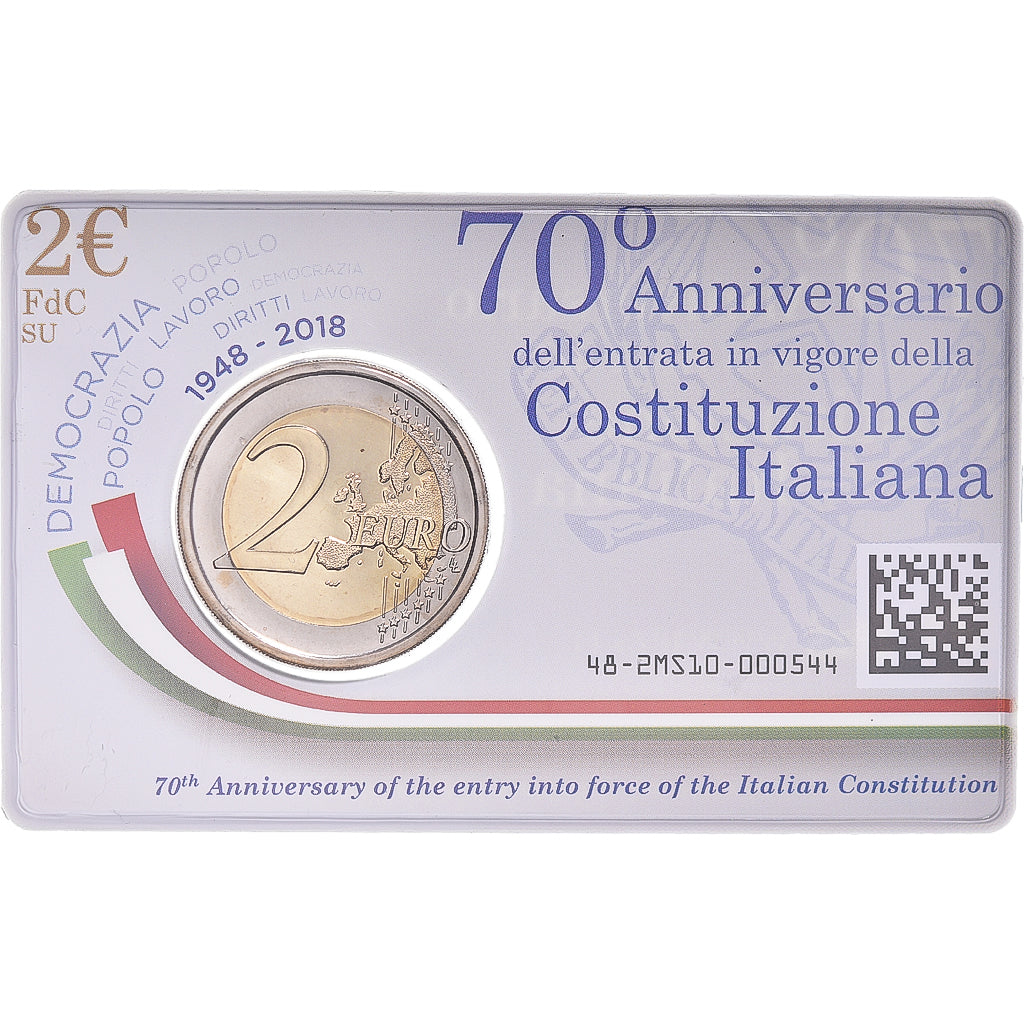 Italie, 2 Euro, 2018, Rome, 70E ANNIVERSAIRE DE LA CONSTITUTION ITALIENNE.BU