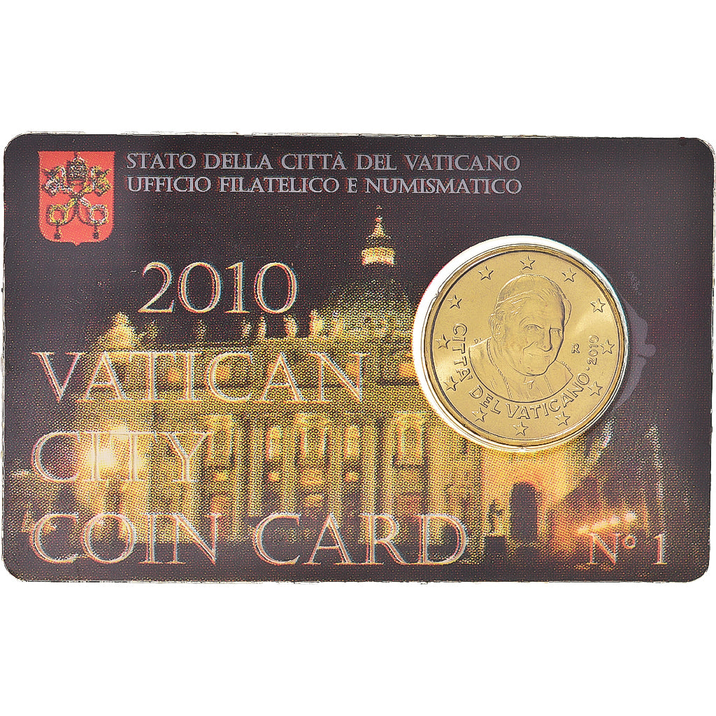 CITTÀ DEL VATICANO, 50 Euro Cent, 2010, Rome, Coin Card. BU, FDC, Ottone
