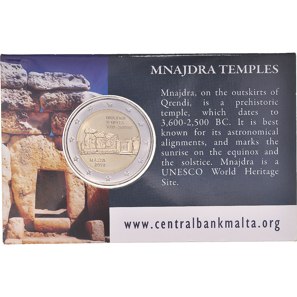 Malta, 2 Euro, 2018, Coin Card MNAJDRA TEMPLES.BU, STGL, Bi-Metallic