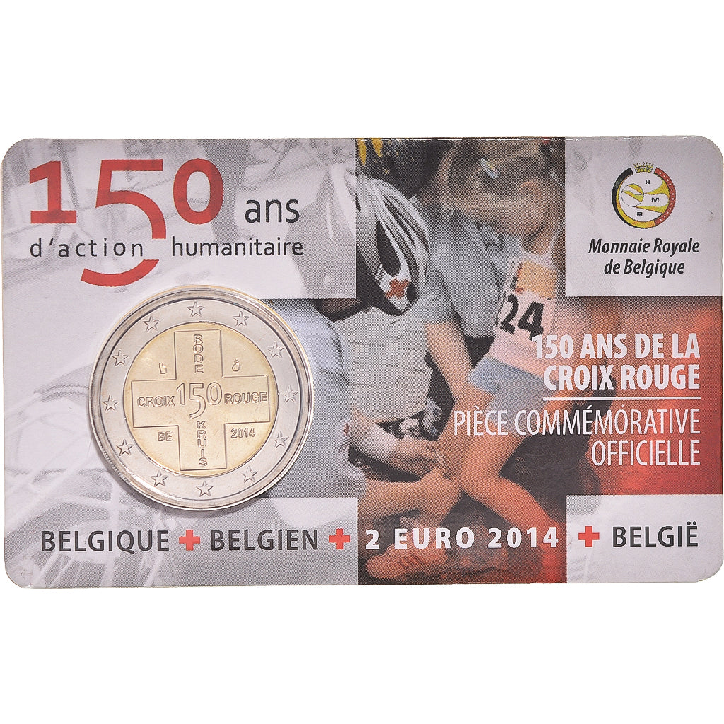 Bélgica, 2 Euro, 2014, Royal Belgium Mint, Coin Card CROIX ROUGE BU, MS(65-70)