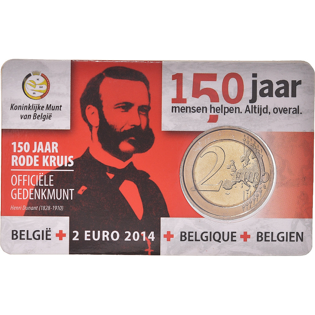 Bélgica, 2 Euro, 2014, Royal Belgium Mint, Coin Card CROIX ROUGE BU, MS(65-70)