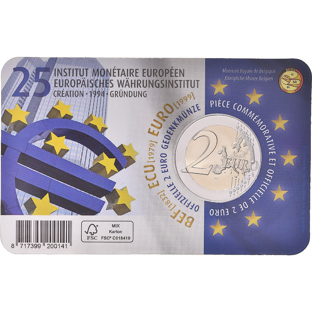 Bélgica, 2 Euro, 2019, Royal Belgium Mint, Coin Card. Institut Monétaire
