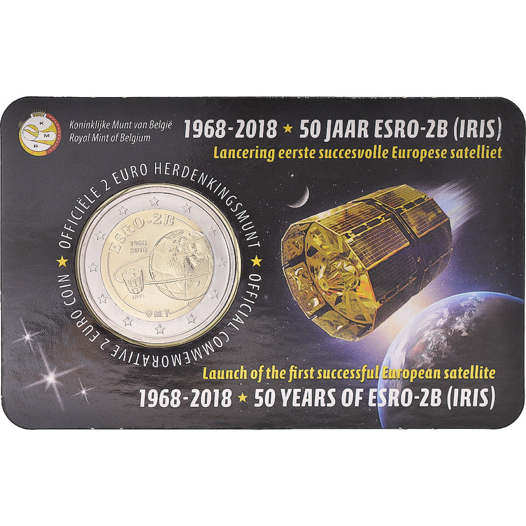 Belgien, 2 Euro, Coin Card .SATELLITE ESRO-2B.BU, 2018, Utrecht, STGL