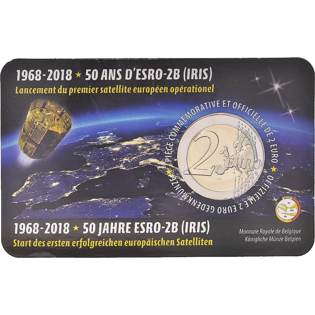 Belgien, 2 Euro, Coin Card .SATELLITE ESRO-2B.BU, 2018, Utrecht, STGL