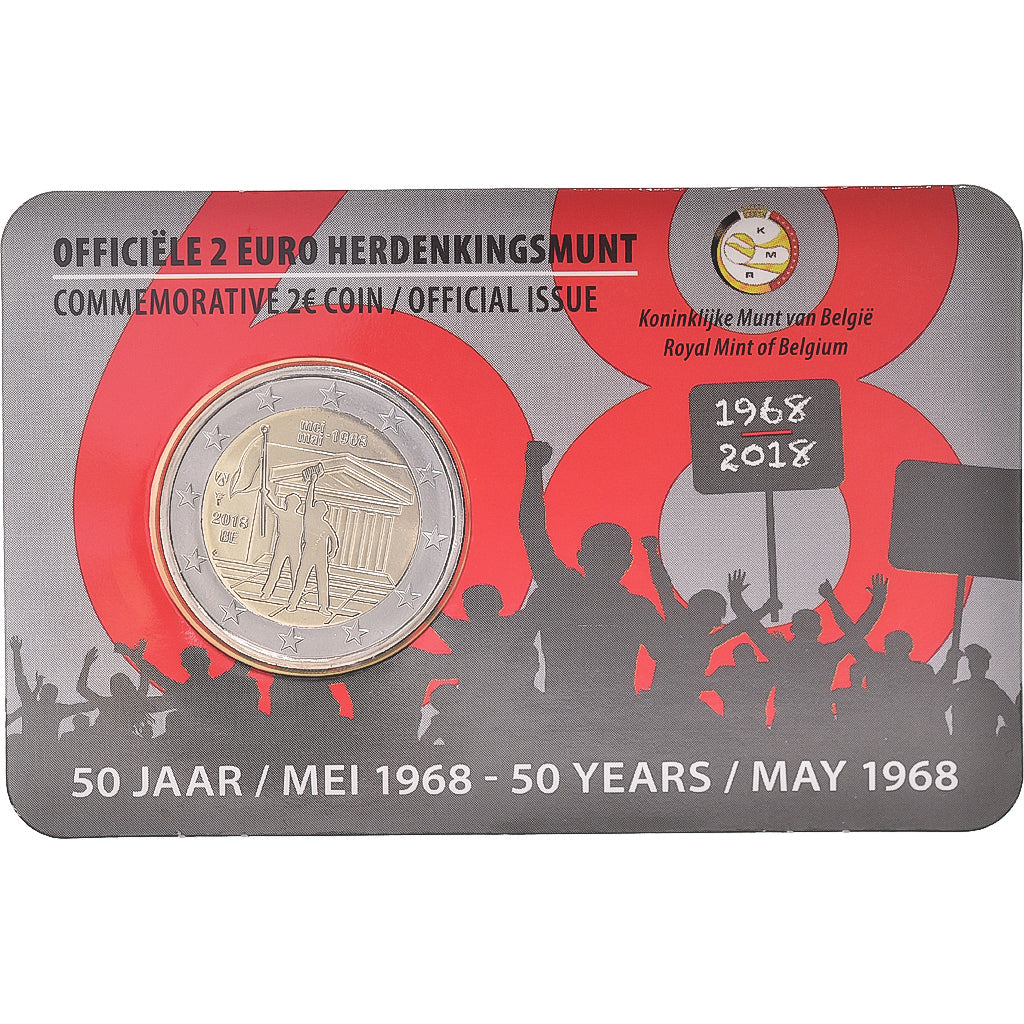 Belgique, 2 Euro, 2018, Royal Belgium Mint, Coin Card .MAI 68.BU, FDC