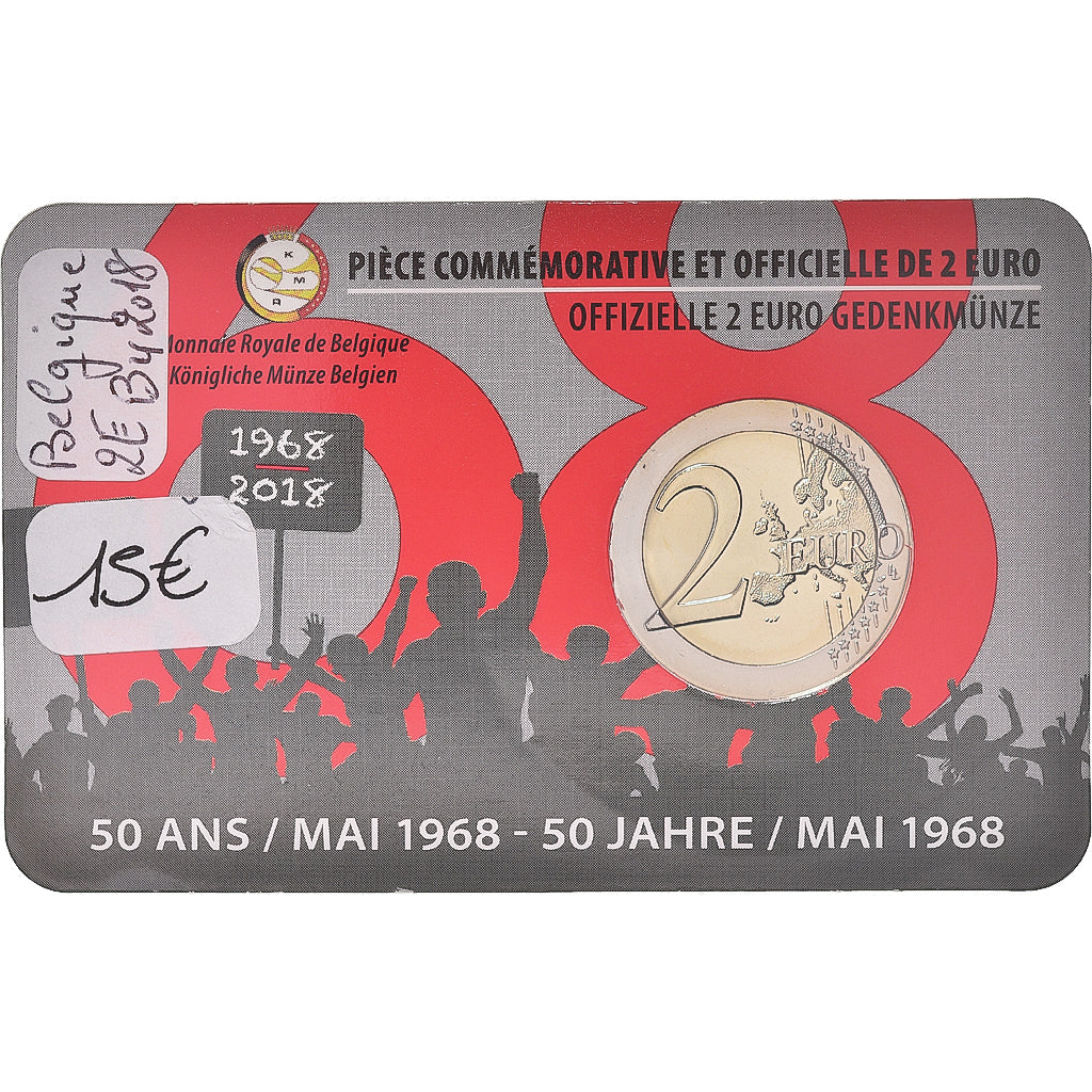 Belgique, 2 Euro, 2018, Royal Belgium Mint, Coin Card .MAI 68.BU, FDC