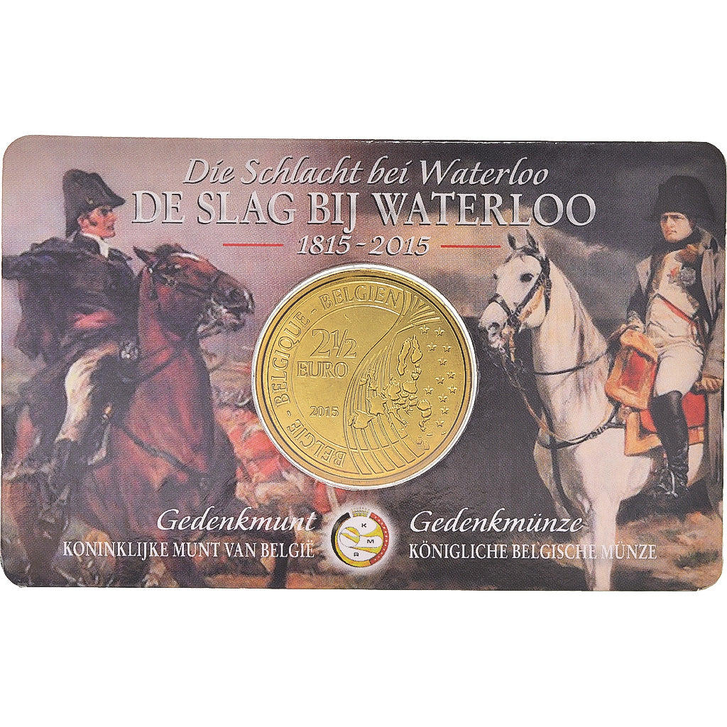 Belgique, 2-1/2 Euro, 2015, Coin Card. Bataille de Waterloo. BU, FDC, Laiton