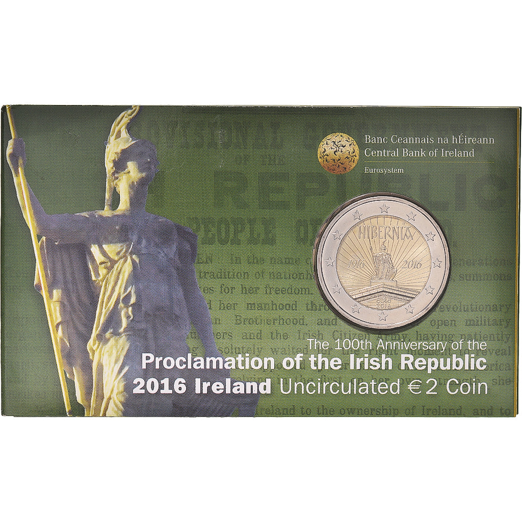 Irlanda, 2 Euro, Hibernia, 2016, Coin Card.HIBERNIA. BU, FDC, Bimetálico, KM:88