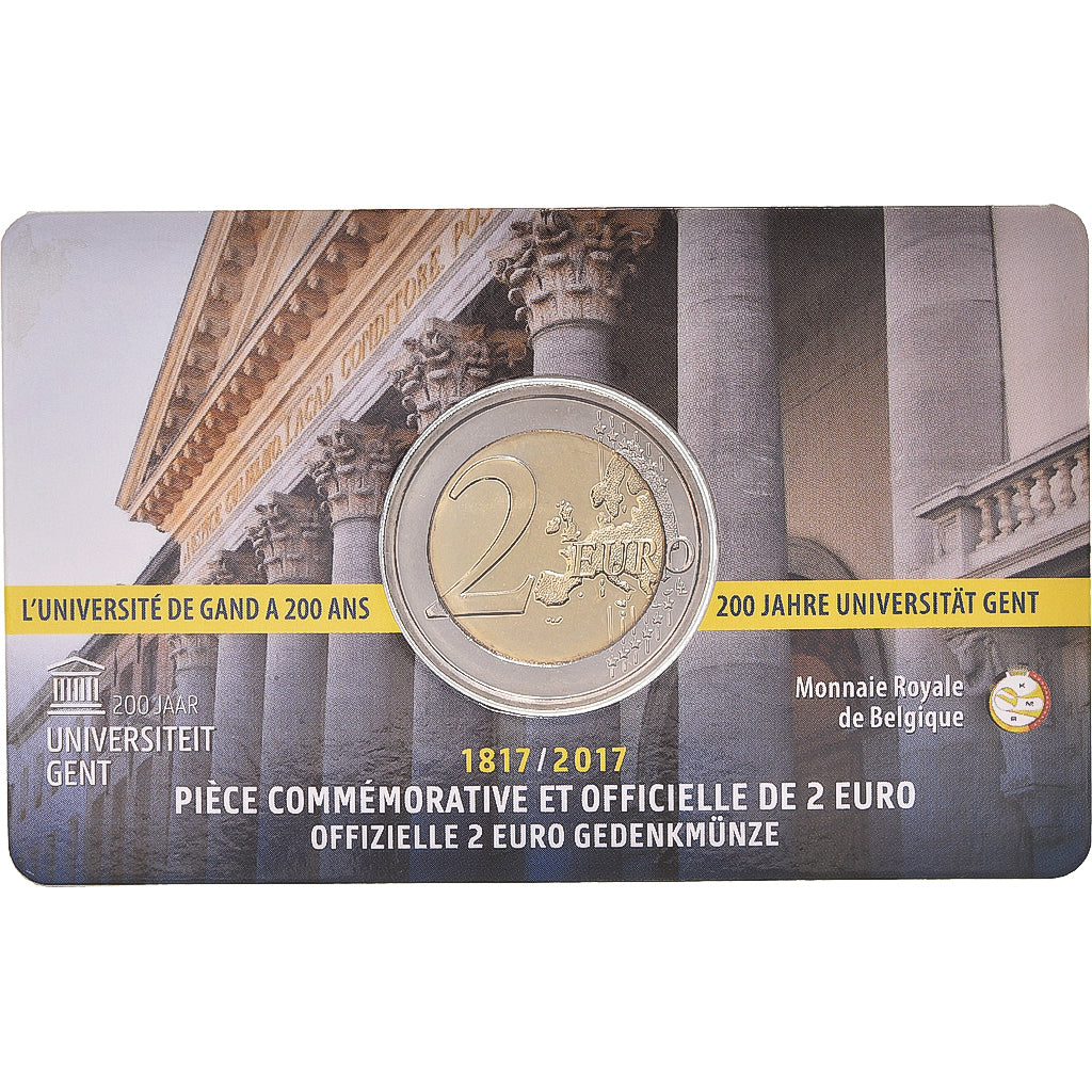 Belgien, 2 Euro, 2017, Royal Belgium Mint, Coin Card .200 ans de l Université