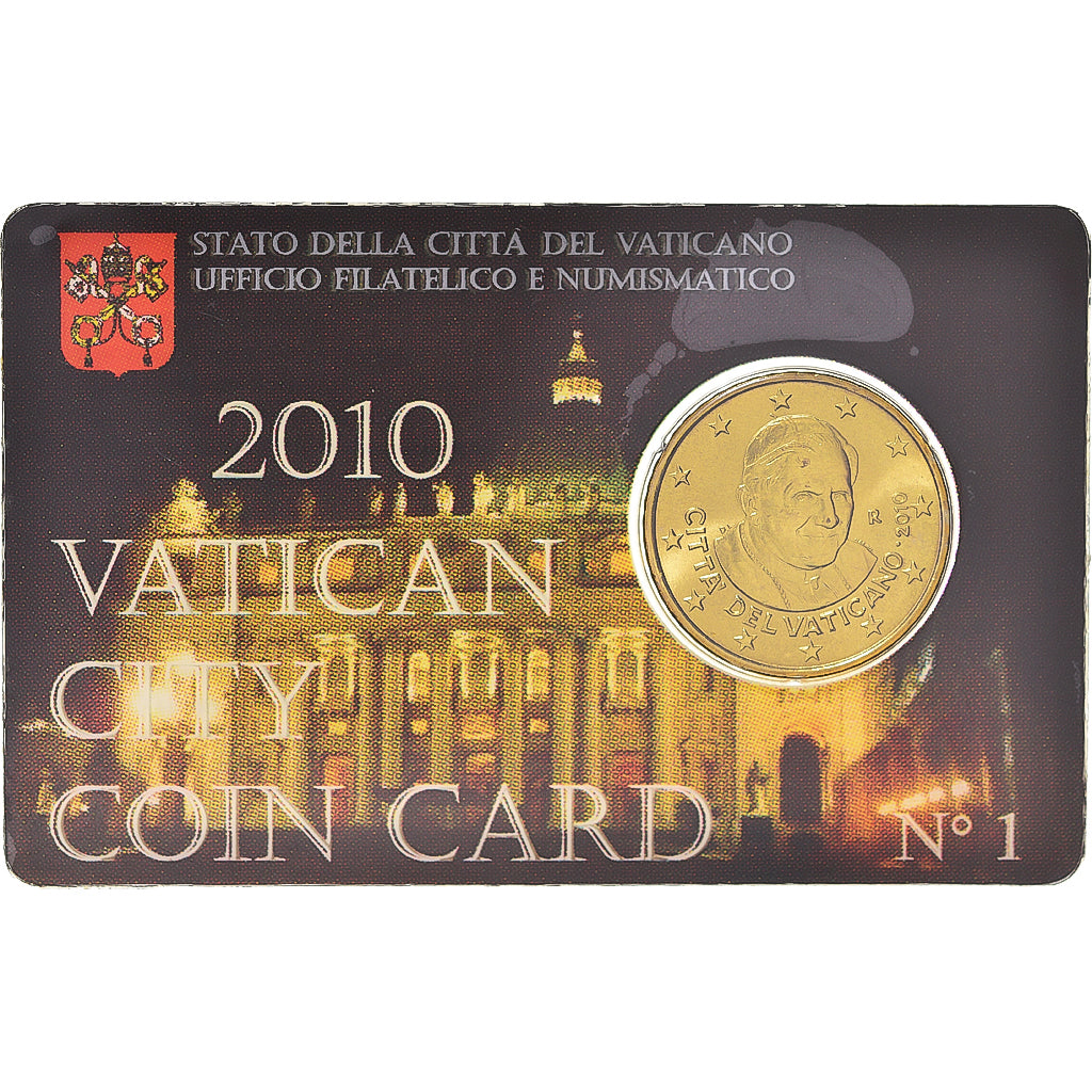 CITTÀ DEL VATICANO, 50 Euro Cent, 2010, Rome, Coin card, FDC, Ottone