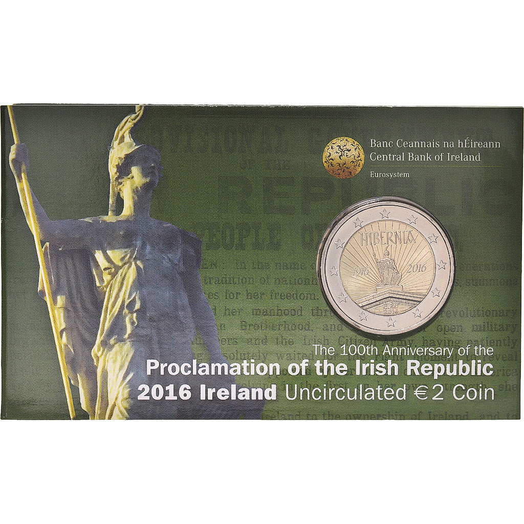 Irlanda, 2 Euro, Hibernia, 2016, Coin Card.HIBERNIA. BU, FDC, Bi-metallico