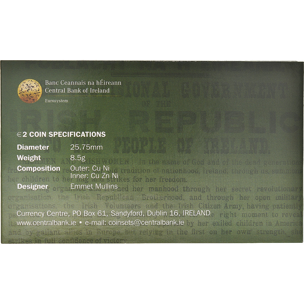 Irlanda, 2 Euro, Hibernia, 2016, Coin Card.HIBERNIA. BU, FDC, Bi-metallico