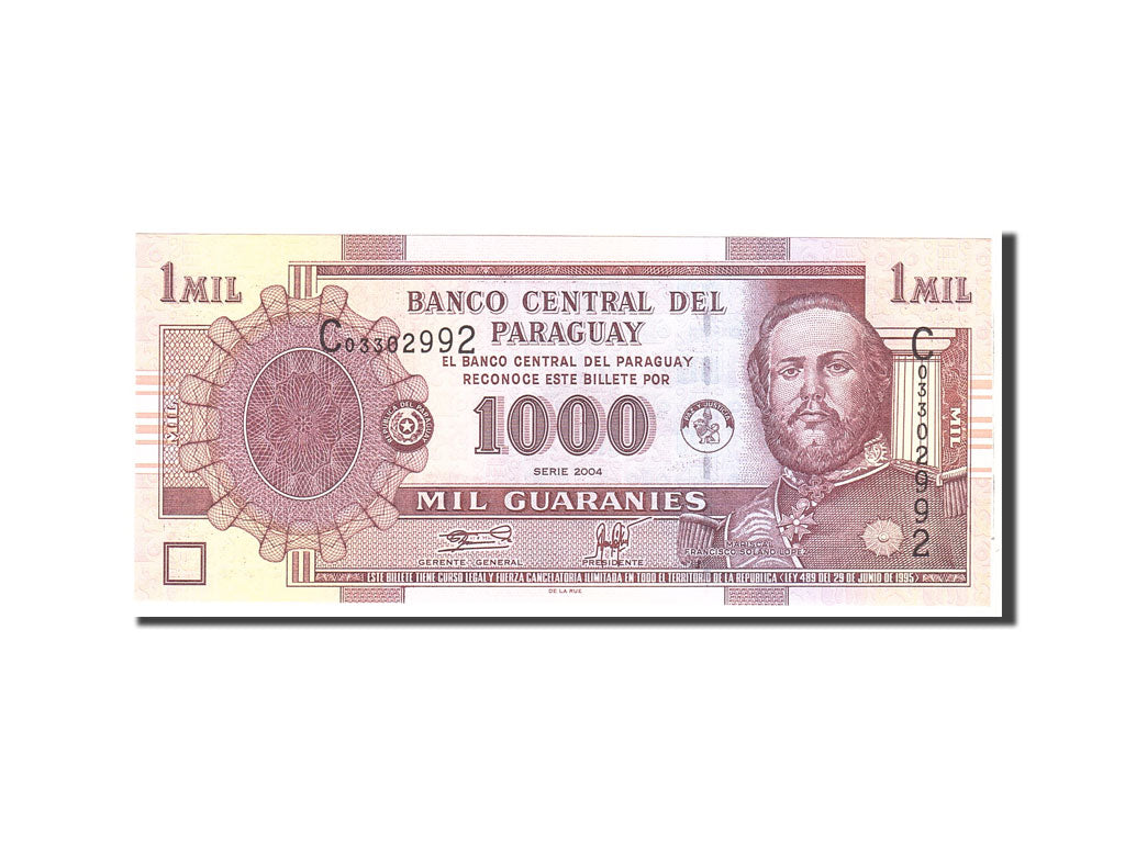 Banknote, Paraguay, 1000 Guaranies, 2004, Undated, KM:222a, UNC(65-70)