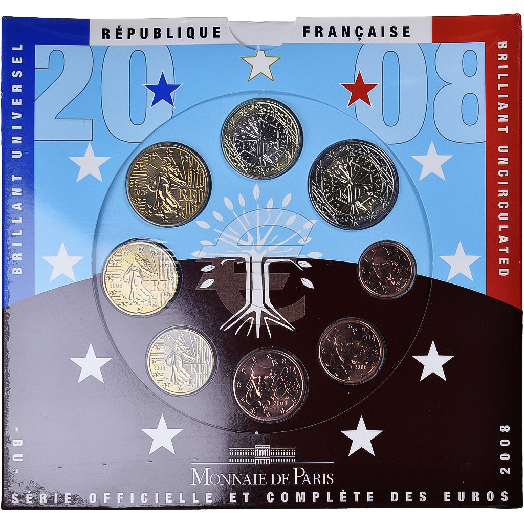 Francia, Monnaie de Paris, Euro-Set, 2008, BU, FDC, Sin información