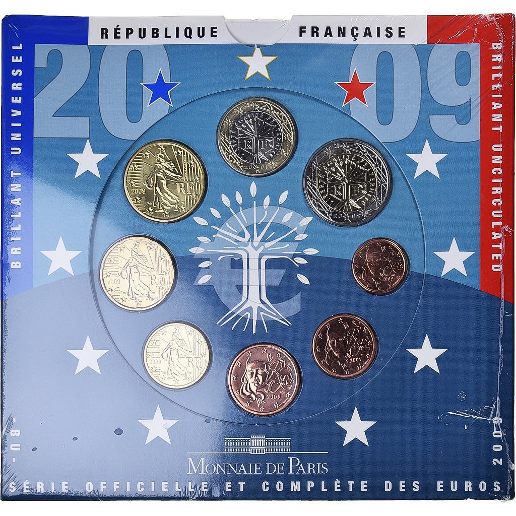 Francia, Monnaie de Paris, Euro-Set, 2009, BU, FDC, Sin información