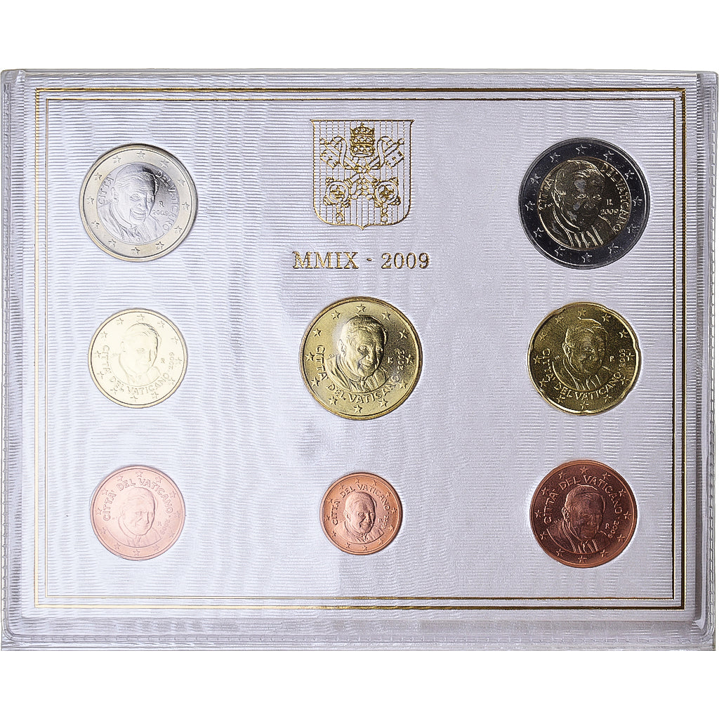 Watykan, Euro-Set, 2009, Rome, Set Euro  2009. official coinset bu, MS(65-70)