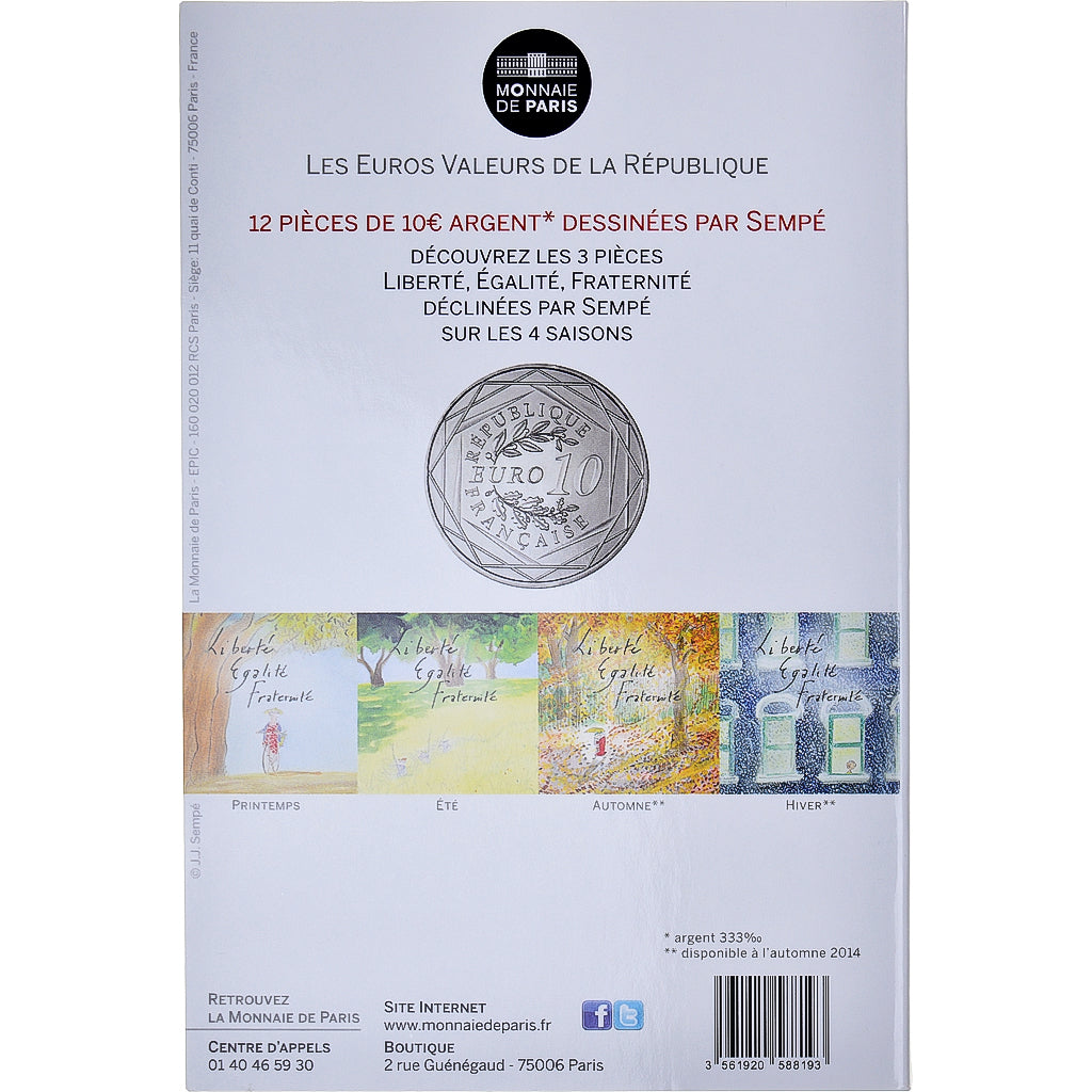 Frankreich, Sempé - Fraternité, 10 Euro, 2014, SEMPÉ - FRATERNITÉ, STGL
