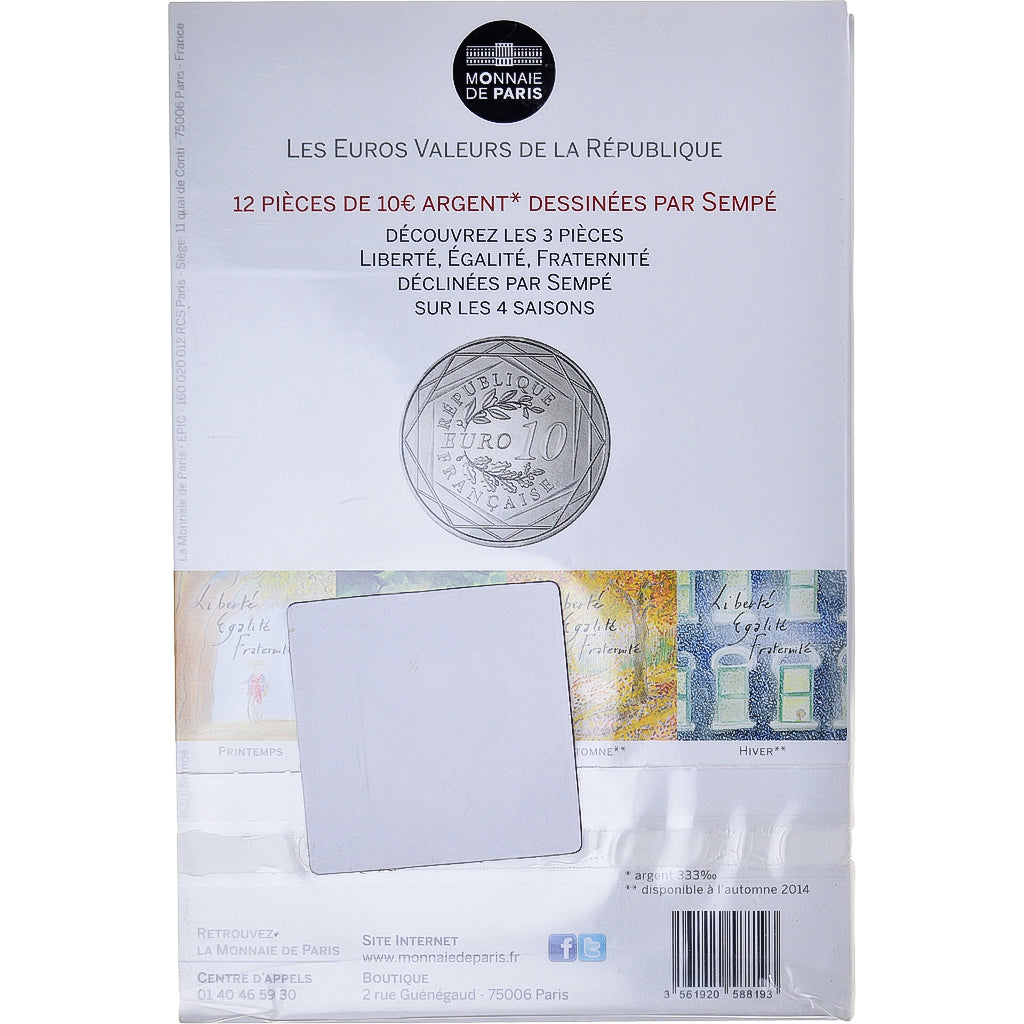 Francia, Monnaie de Paris, 10 Euro, Egalité, 2014, EGALITÉ.Sempé, FDC, Plata