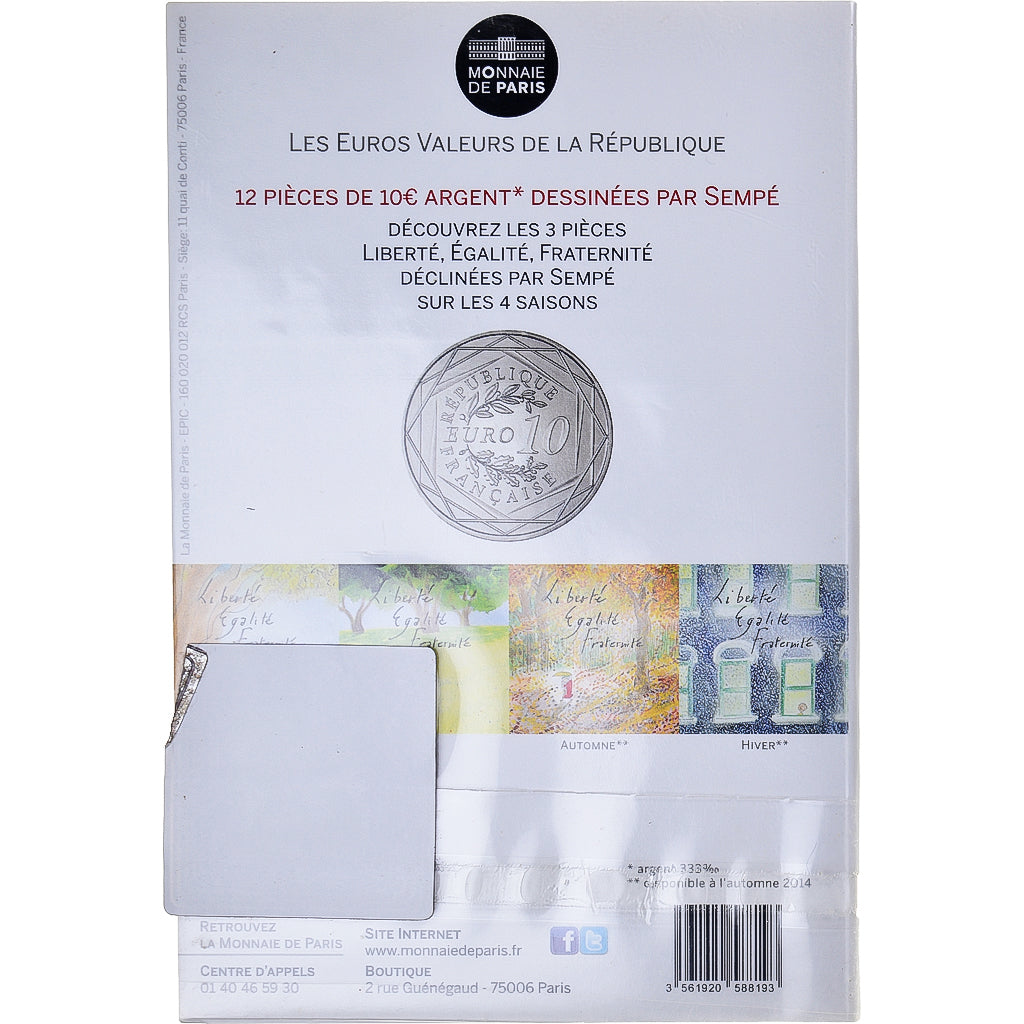 Frankreich, Monnaie de Paris, 10 Euro, Egalité, 2014, EGALITÉ.Sempé, STGL