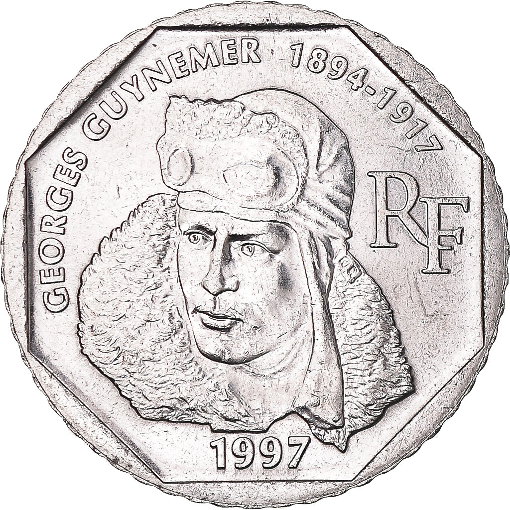Münze, Frankreich, Guynemer, 2 Francs, 1997, UNZ, Nickel, KM:1187, Gadoury:550