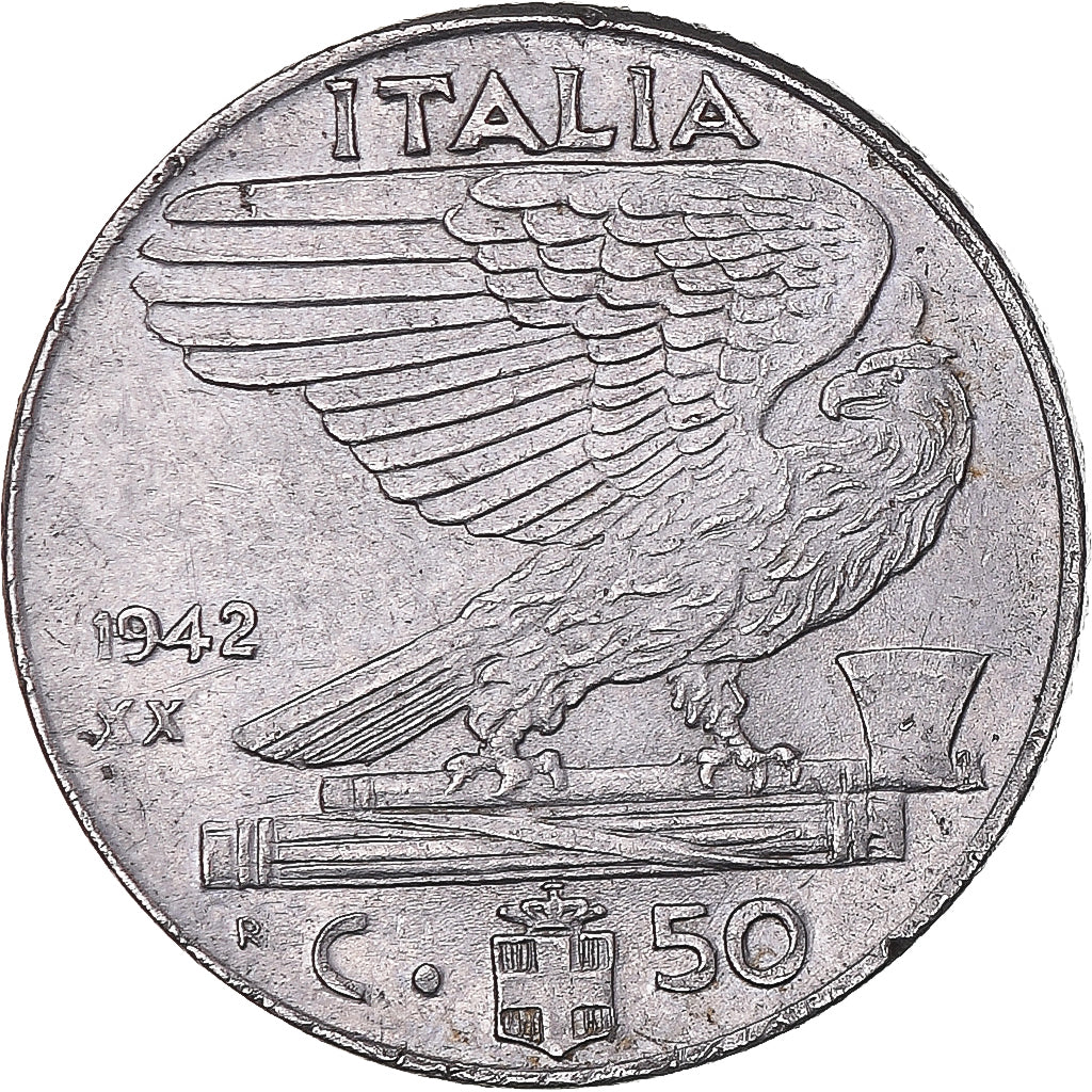 Munten, Italië, Vittorio Emanuele III, 50 Centesimi, 1942, Rome, FR+, Stainless