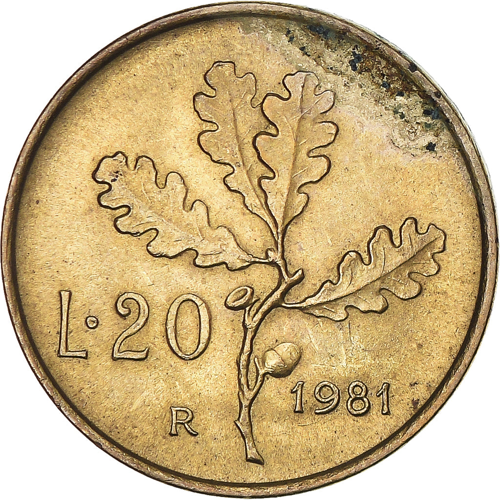 Moneta, Italia, 20 Lire, 1981, Rome, MB, Alluminio-bronzo, KM:97.2