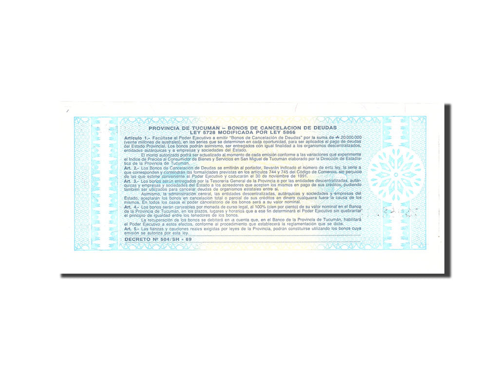 Argentina, 10 Australes, 1991, KM:S2713b, Undated, UNC(65-70)