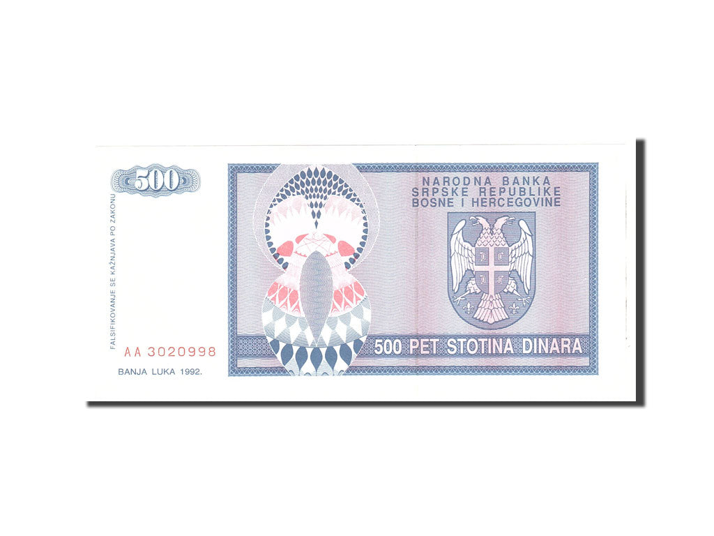 Bosnia - Herzegovina, 500 Dinara, 1992, KM:136a, Undated, UNC(65-70)