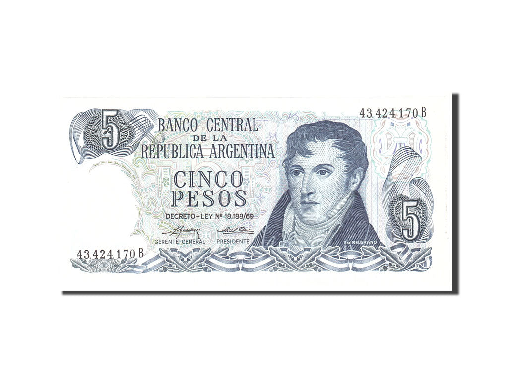 Argentina, 5 Pesos, 1974, KM:294, Undated, UNC(65-70)