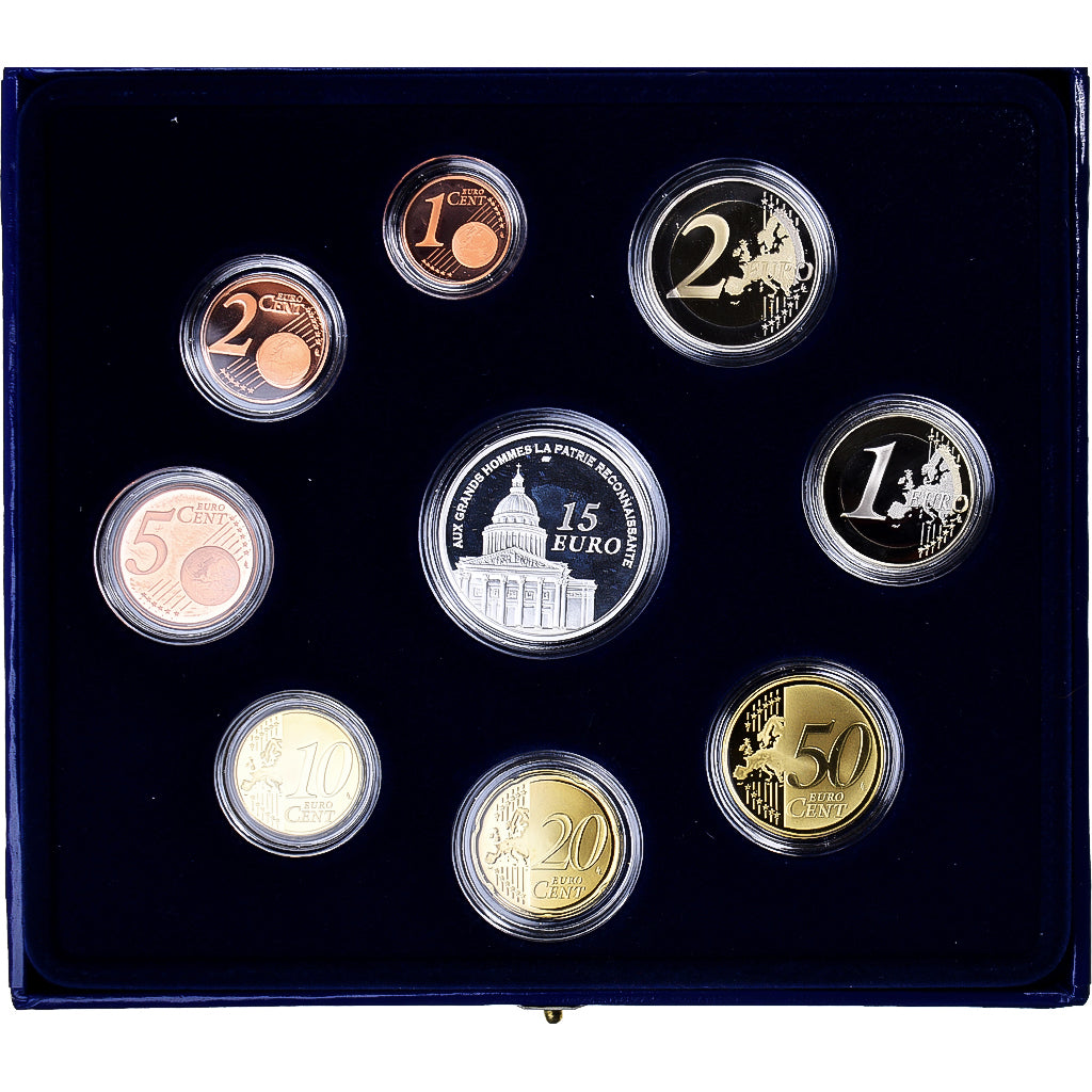 Francia, Proof Set Euro, 1 c. to 15€, 2007, Monnaie de Paris, BE, FDC, N.C.