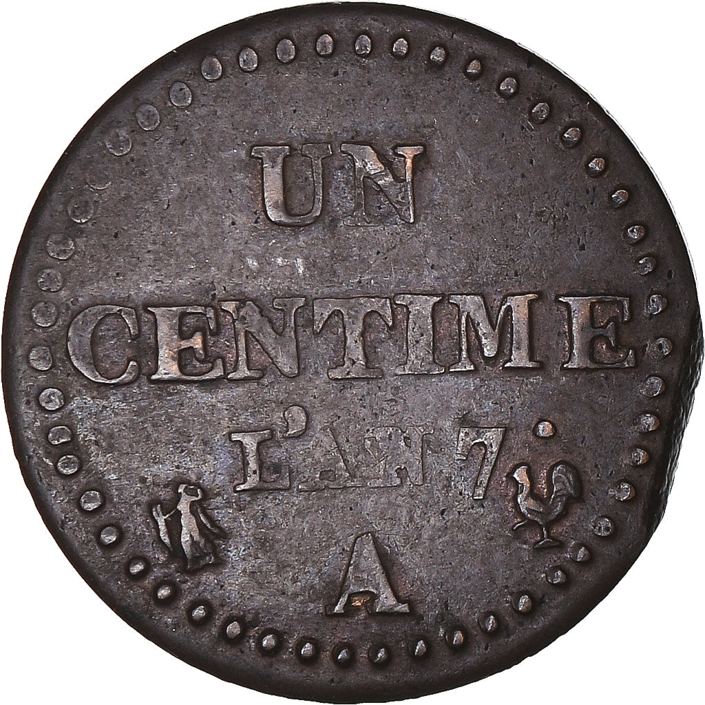 Monnaie, France, Dupré, Centime, AN 7, Paris, TB+, Bronze, Gadoury:76, KM:646