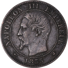 Moneta, Francja, Napoleon III, 2 Centimes, 1855, Bordeaux, Chien / Dog
