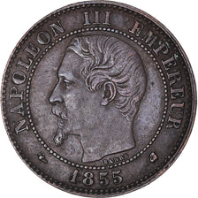 Munten, Frankrijk, Napoleon III, 2 Centimes, 1855, Bordeaux, Chien / Dog, FR+