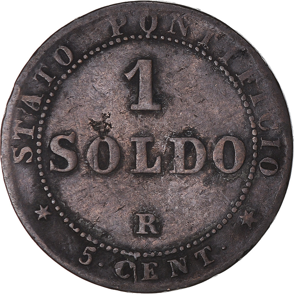 Moneta, DEPARTAMENTY WŁOSKIE, PAPAL STATES, Pius IX, Soldo, 5 Centesimi, 1867