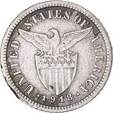 Coin, Philippines, 10 Centavos, 1918, VF(30-35), Nickel brass, KM:188