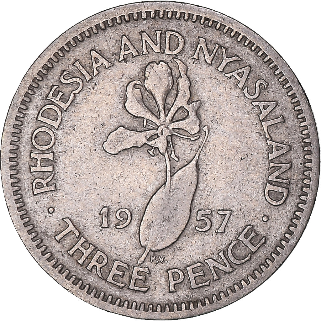 Moneta, Federacja Rodezji i Niasy, 3 Pence, 1957, British Royal Mint, VF(30-35)