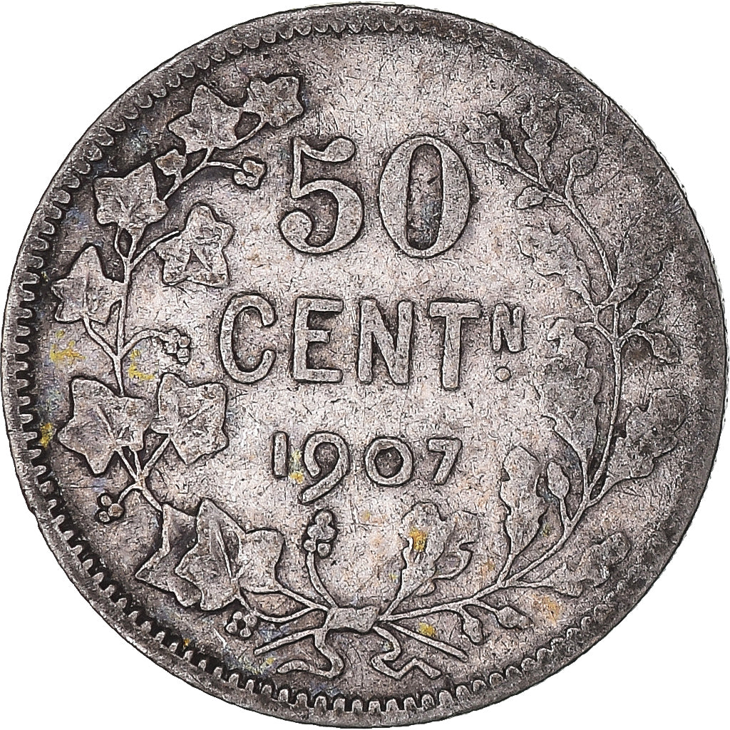 Moeda, Bélgica, 50 Centimes, 1907, VF(20-25), Prata, KM:61.1
