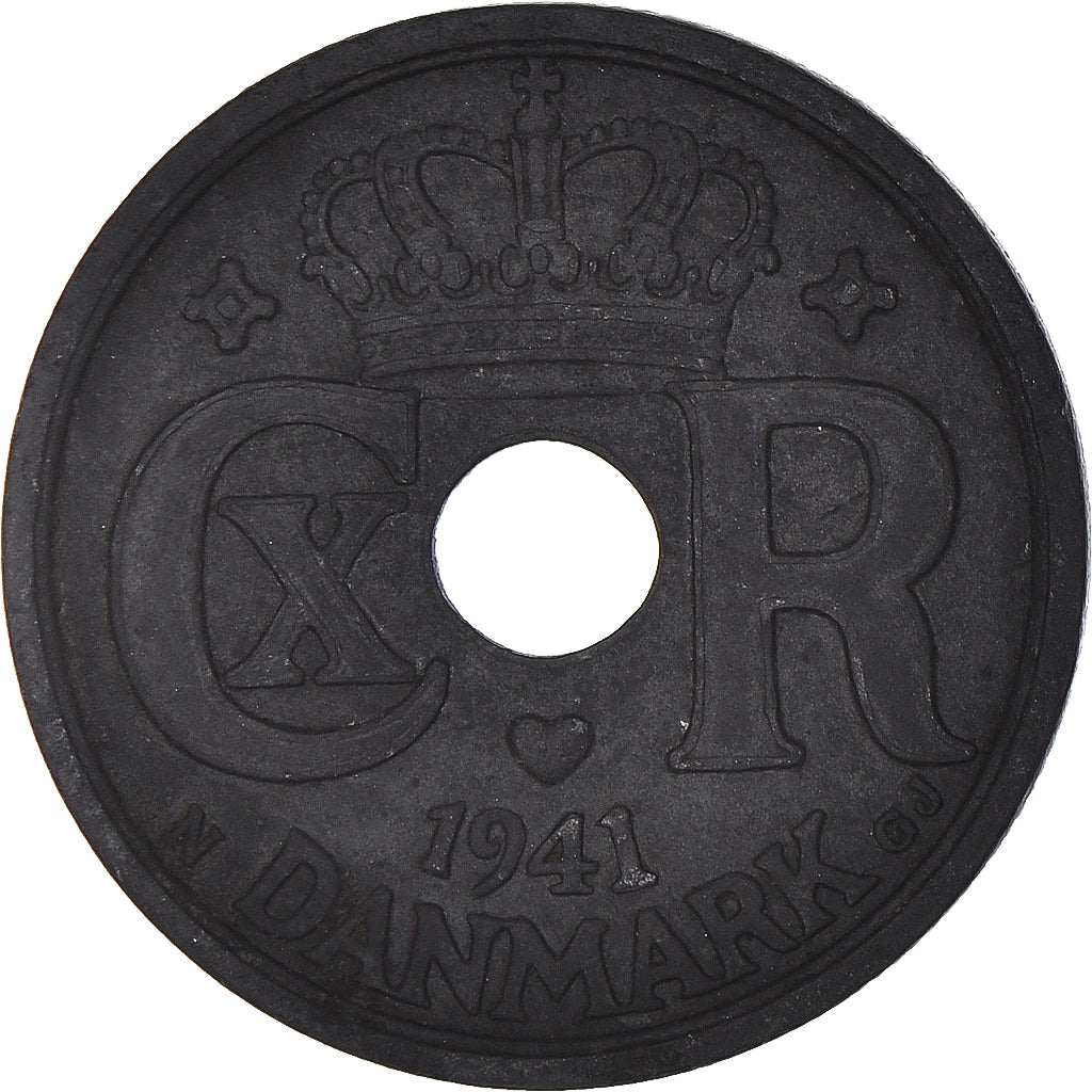 Munten, Denemarken, Christian X, 25 Öre, 1941, Copenhagen, ZF+, Zinc, KM:823.2a