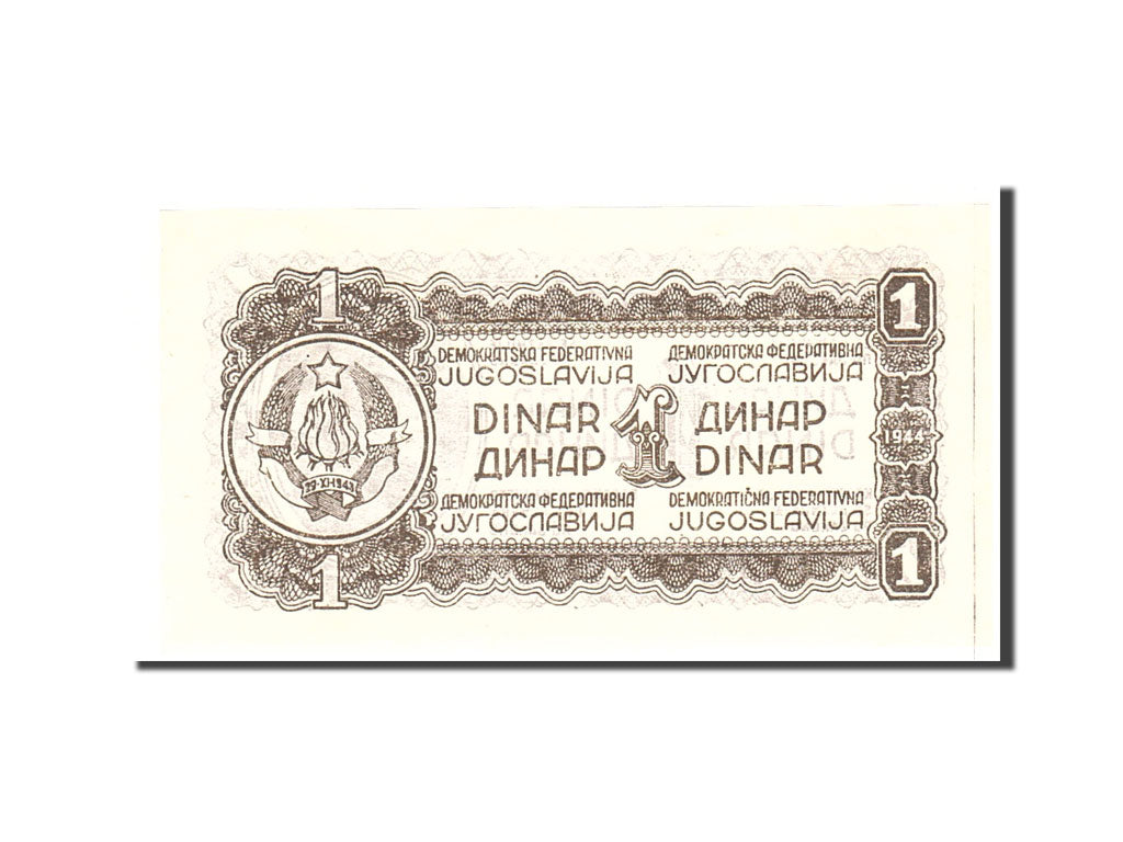 Banknote, Yugoslavia, 1 Dinar, 1944, Undated, KM:48a, UNC(65-70)