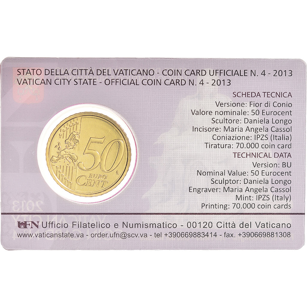 CITTÀ DEL VATICANO, 50 Euro Cent, 2013, Rome, PIETÀ DE MICHEL-ANGE .coin