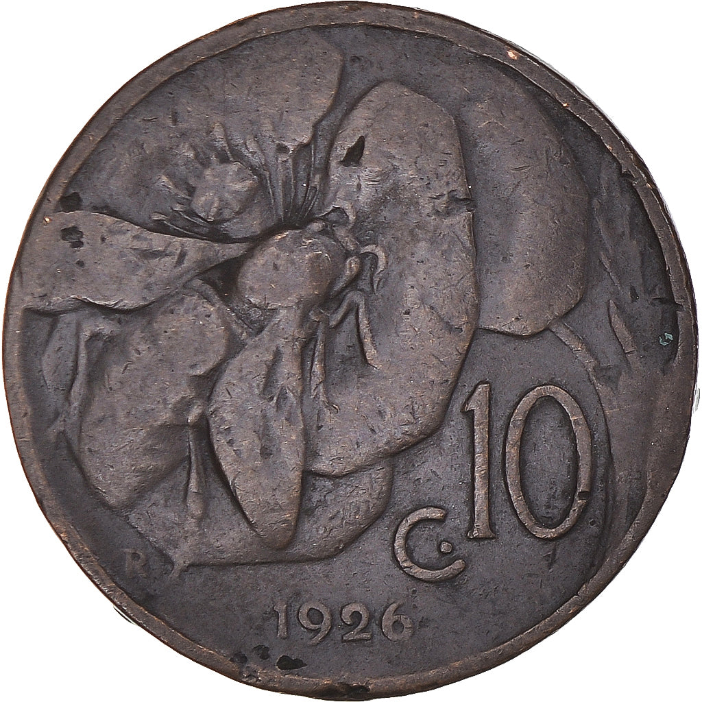 Moneta, Italia, Vittorio Emanuele III, 10 Centesimi, 1926, Rome, MB, Bronzo
