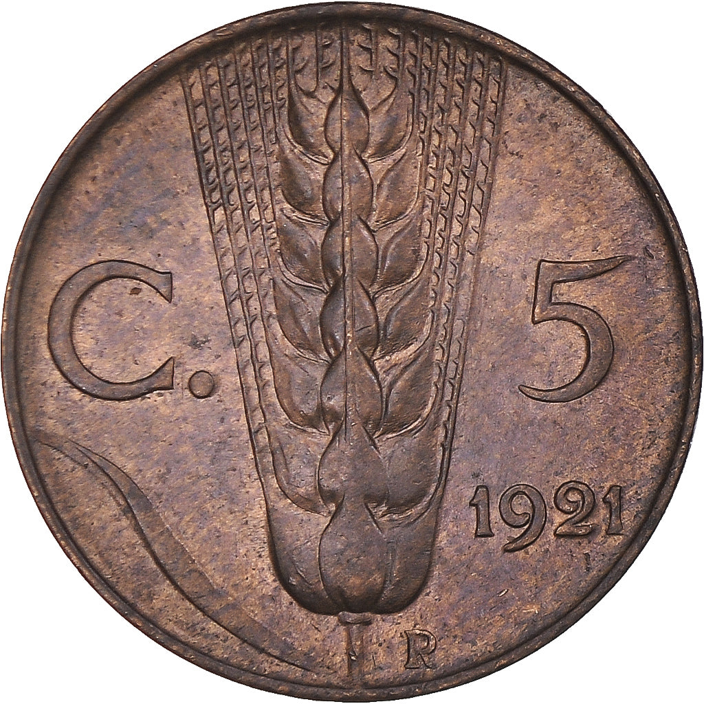 Moneta, Włochy, Vittorio Emanuele III, 5 Centesimi, 1921, Rome, VF(20-25)