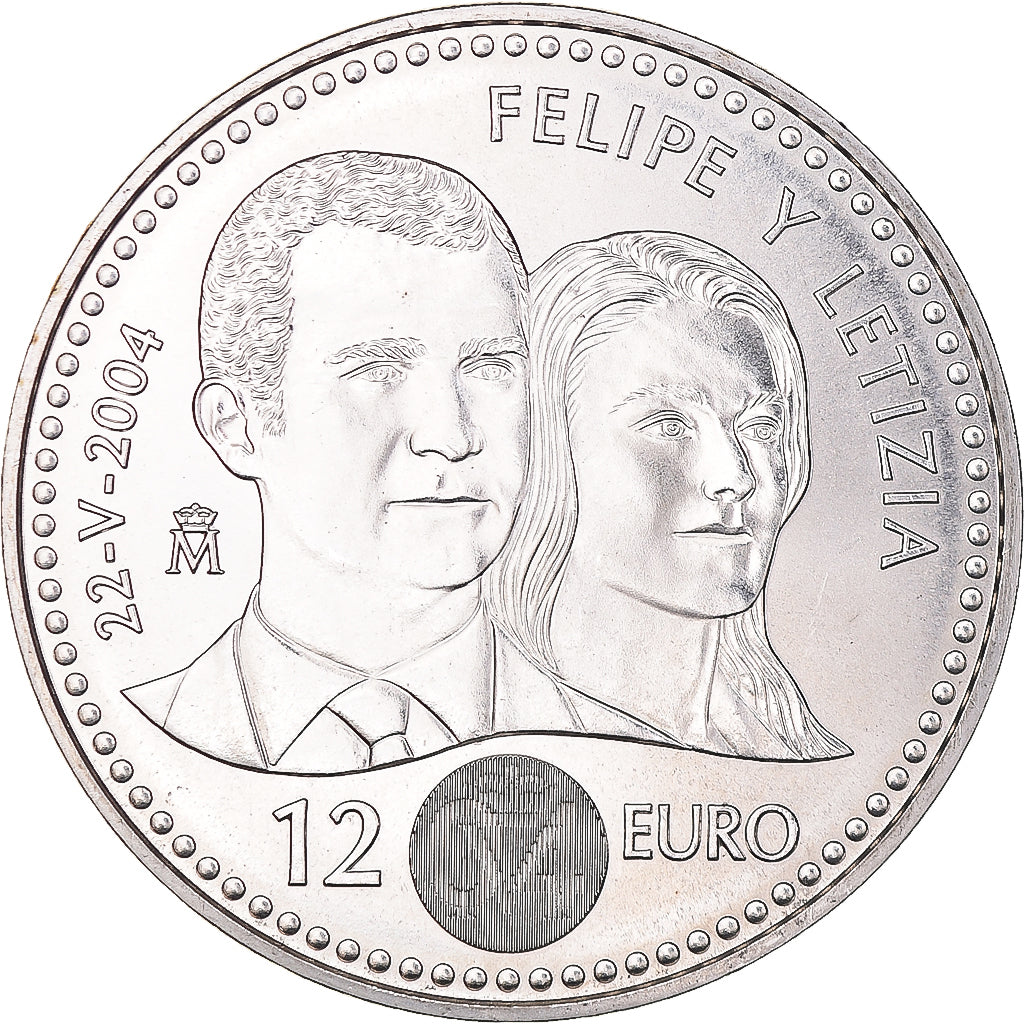 Spain, 12 Euro, Wedding of Prince Philip & Letizia Ortiz, 2004, Madrid