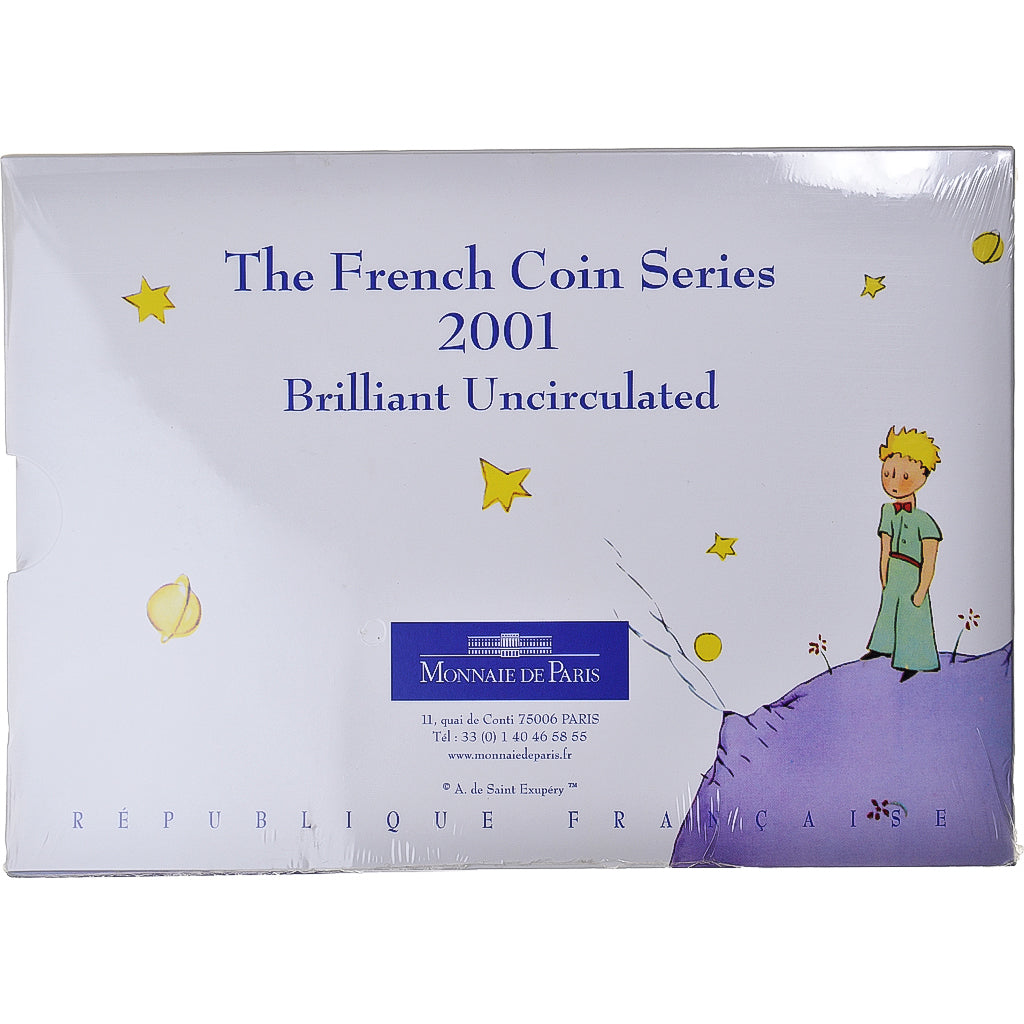 Monnaie, France, Petit Prince, Coffret, 2001, Paris, Coffret 5 c. à 20 frs.BU