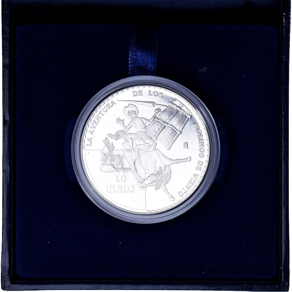 Spanien, 10 Euro, 2005, Madrid, Quixote being knocked off his horse by windmill