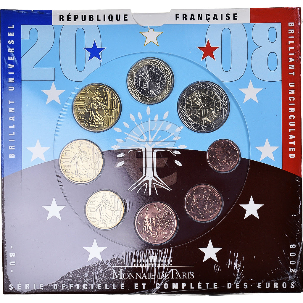 Francia, Monnaie de Paris, Euro-Set, 2008, BU, FDC, Sin información