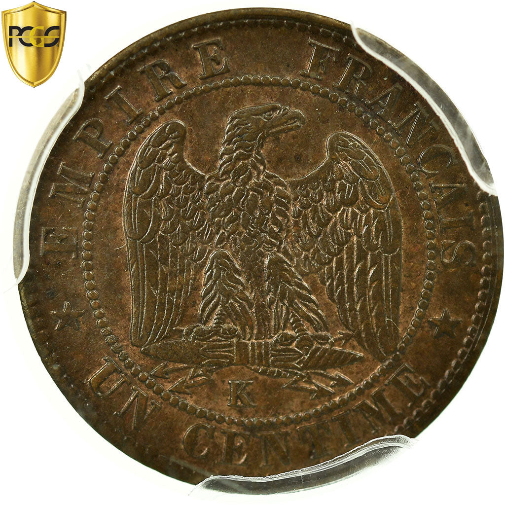 Coin, France, Napoleon III, Napoléon III, Centime, 1857, Bordeaux, PCGS